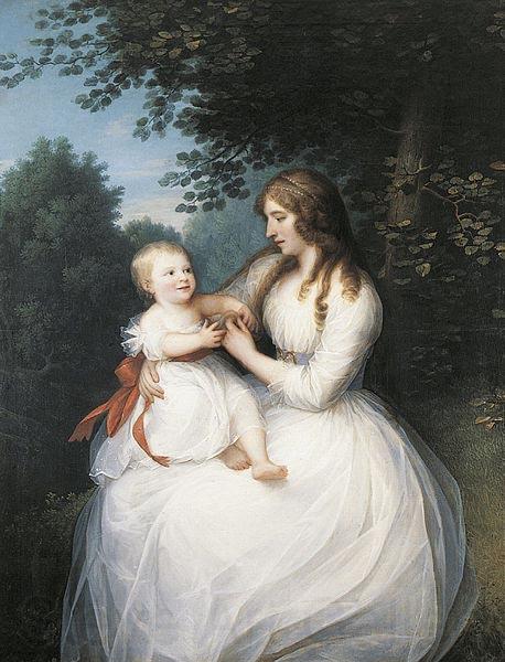 Erik Pauelsen Portrait of Friederike Brun with her daughter Charlotte sitting on her lap Norge oil painting art